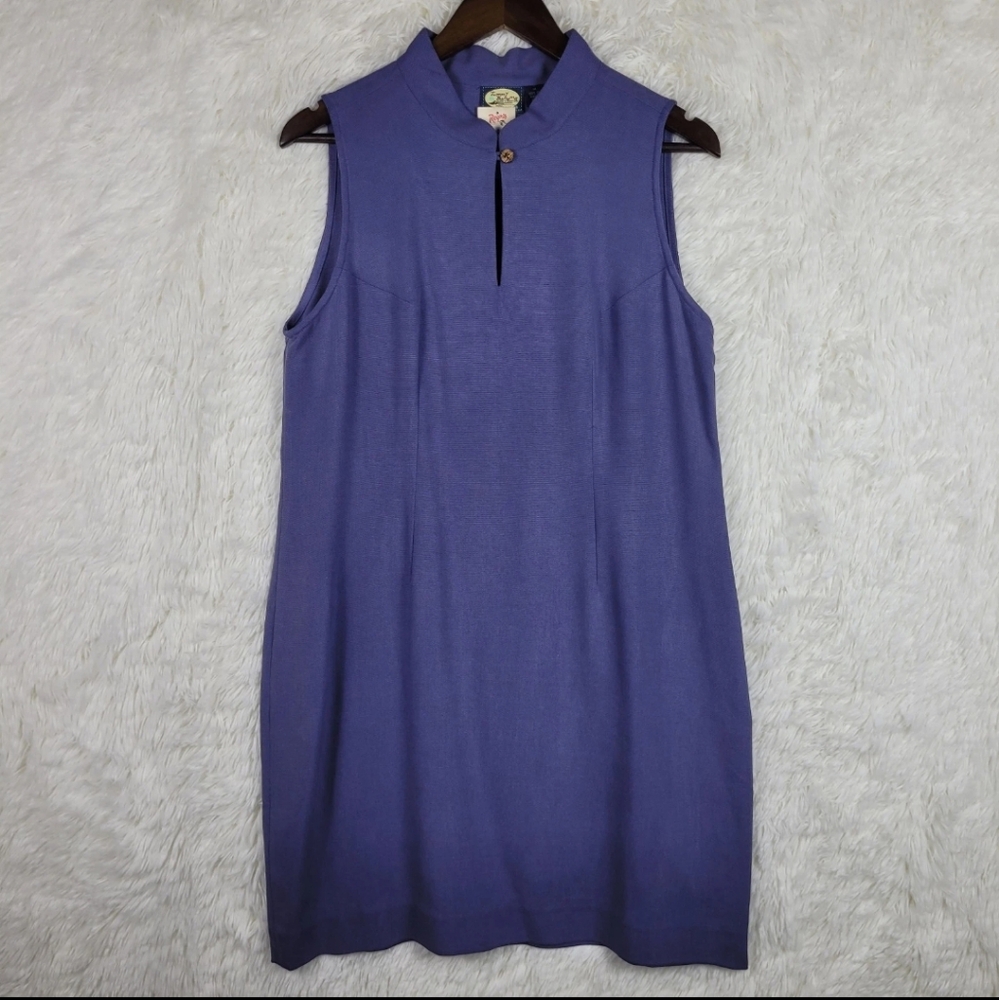 NWT Vtg Tommy Bahama Silk Purple Sleeveless Mandarin Collar Dress Resort Sz 14‎